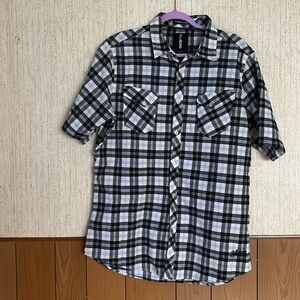 BILLABONG Men’s cotton blend Black and White Button Down Shirt SIZE XL